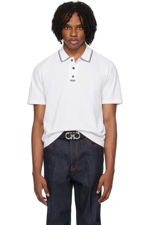 Salvatore Ferragamo White Embroidered Polo
