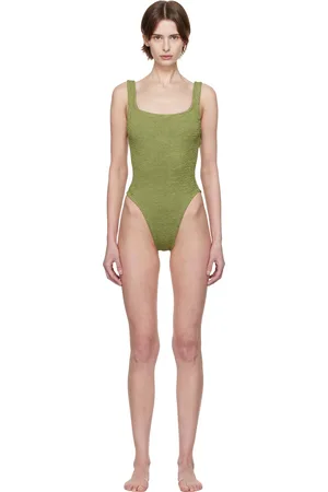 Hunza G Green Square Neck Swimsuit