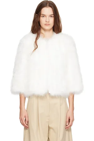YVES SALOMON White Cropped Feather Jacket