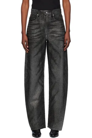 Alexander Wang Black Distressed Crystal Hotfix Jeans