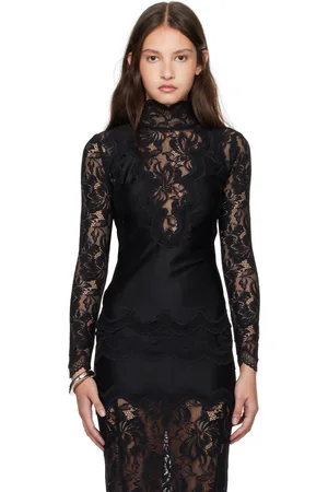 Paco rabanne Black Long Sleeve Lace Top