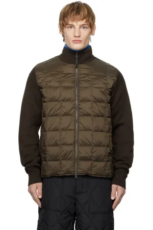 TAION Brown Hi Neck Knit Down Jacket