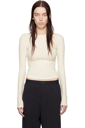 SKIMS Off-White Cotton Rib Long Sleeve T-shirt