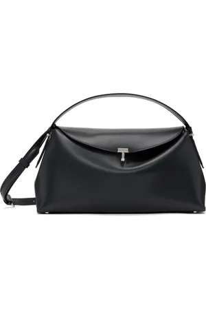 Totême Gray T-Lock Leather Top Handle Bag