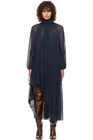 Chloé Navy Gathered Maxi Dress