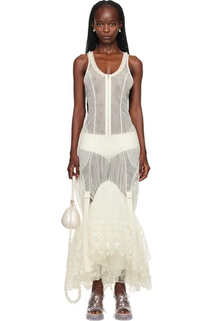 Simone Rocha SSENSE Exclusive Off-White Fitted Zip-Up Maxi Dress
