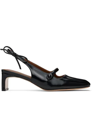 Shushu/Tong Black Side Bow Square Toe Heels