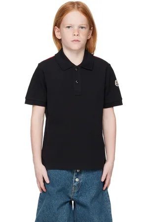 Moncler Kids Black Cotton Polo