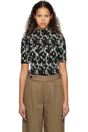 Proenza Schouler Black White Label Smocked Turtleneck