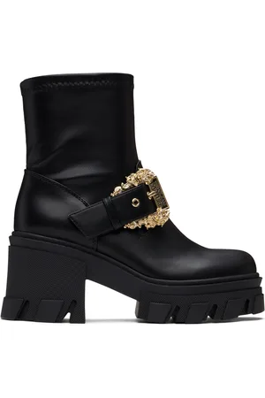 VERSACE Black Sophie Baroque Buckle Boots