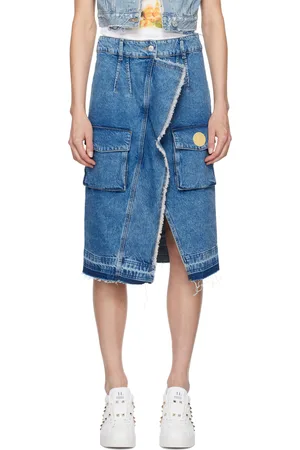 Moschino Blue Cargo Denim Midi Skirt