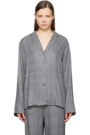 Totême Gray Monogram Flannel PJ Shirt