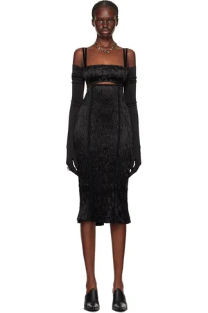 Acne Studios Black Crinkled Midi Dress