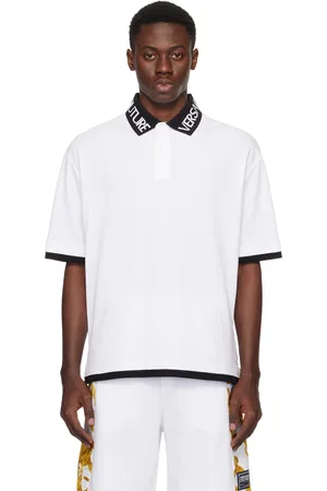 VERSACE White Intarsia Polo