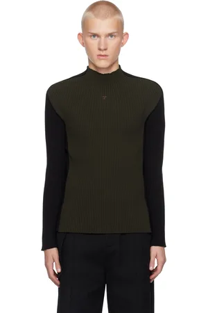 Courrèges Brown & Black Contrast Frame Rib Knit Turtleneck