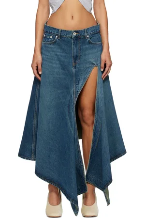 Y / PROJECT Blue Cut Out Denim Midi Skirt