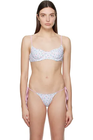 Frankies Bikinis White & Pink Cola Bikini Top