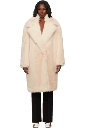 Sportmax Pink Notched Lapel Faux-Fur Coat