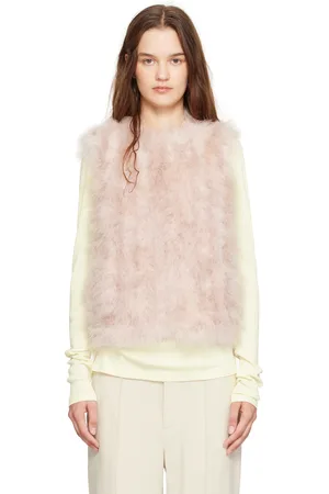 YVES SALOMON Pink Feather Vest