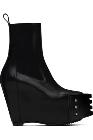 Rick Owens Black Porterville Grilled Wedge Beatle Chelsea Boots