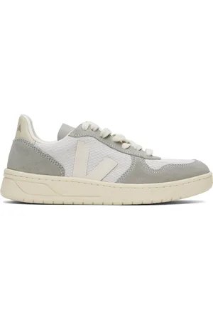Veja White & Gray V-10 B-Mesh Low Top Sneakers