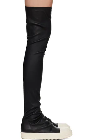 Rick Owens Black Porterville Knee High Stocking Sneaks Boots