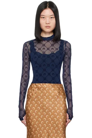 Marine Serre Navy Moonogram Turtleneck