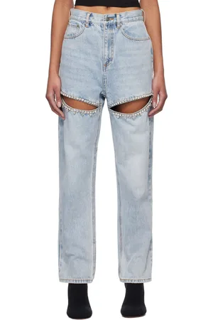 AREA Crystal Slit Jeans