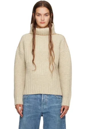 Bottega Veneta Beige Intreccio Turtleneck