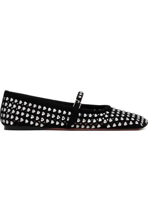 Amina Muaddi Ane Crystal Heart Ballerina Flats
