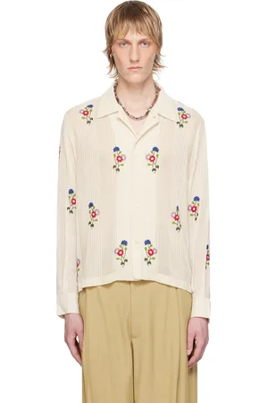 BODE Off-White Beaded Wildflower Shirt