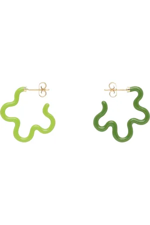 BEA BONGIASCA Green & Gold 2 Tone Flower Earrings