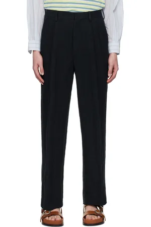 Auralee Navy Pleated Trousers
