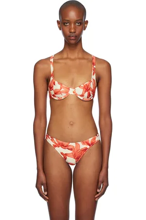 Miaou Beige & Red Luz Bikini Top