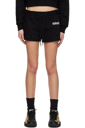 VERSACE Black Embroidered Shorts