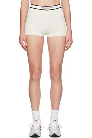 Sporty & Rich Off-White Serif Logo Biker Shorts