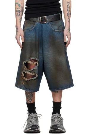 LU’U DAN Blue Kriss Kross Denim Shorts