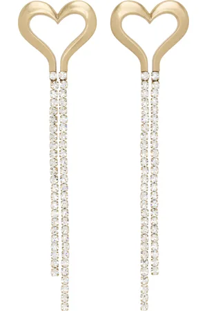 AREA Crystal Heart Fringe Earrings