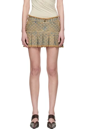 MISBHV SSENSE Exclusive Monogram Denim Pleated Miniskirt