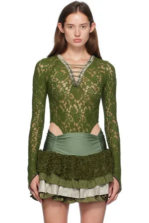 Andersson Bell Green Rose Lace Bodysuit