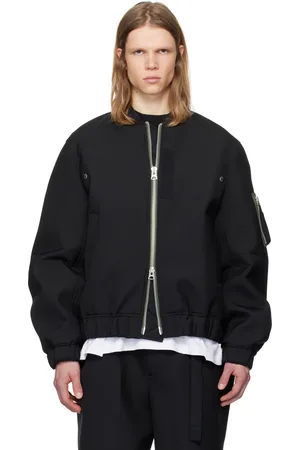 SACAI Black Suiting Bonding Bomber Jacket