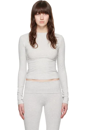 SKIMS Gray Cotton Jersey Long Sleeve T-Shirt