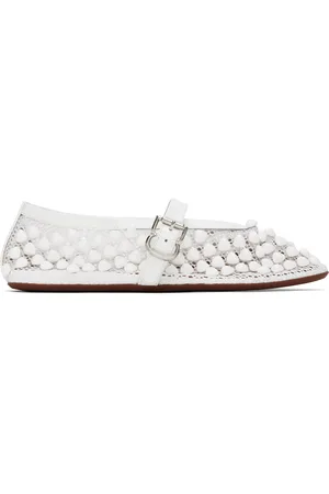 Alaïa White Studs Fishnet Ballerina Flats