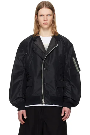 SACAI Black Nylon Twill Bomber Jacket