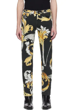 VERSACE Black & Gold Piece Number Slim Barocco Jeans