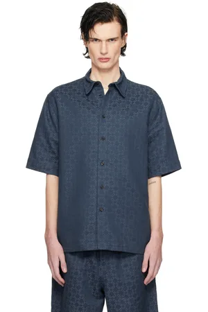 Givenchy Navy Shiny Monogram 72 Denim Shirt