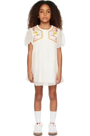 Chloé Kids Off-White Embroidered Dress