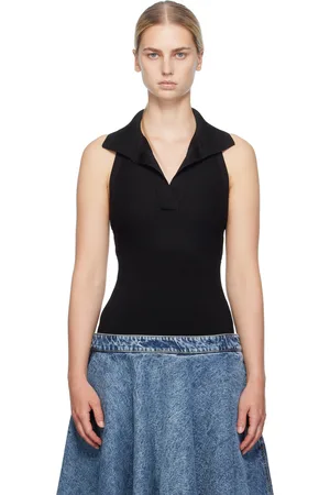 Alaïa Black Spread Collar Bodysuit