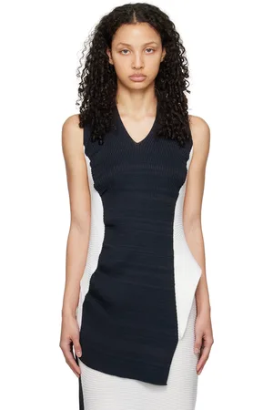 Issey Miyake Navy & White Aerate Tank Top