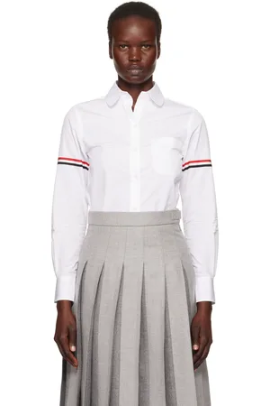 Thom Browne White Oxford Classic Round Collar Shirt